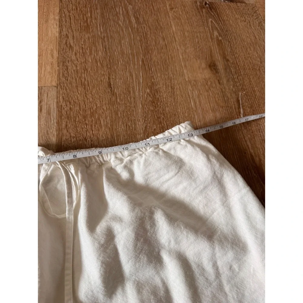 Gap White Linen Blend Drawstring Midi Skirt Side Slit Size S/P